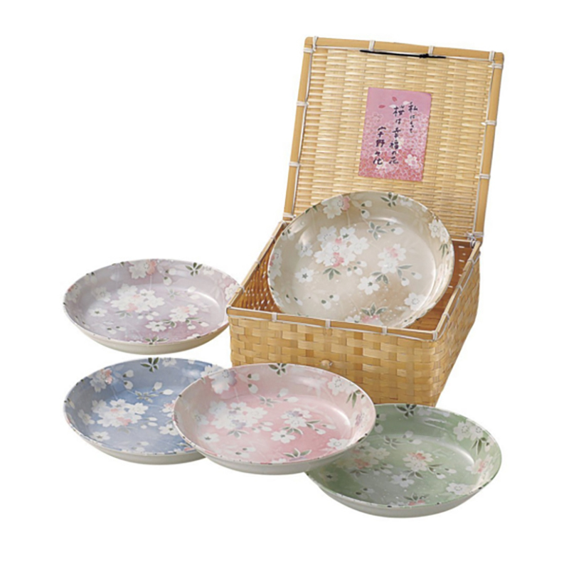 日本Aito 美浓烧陶瓷深口碟子 早午晚餐盘子 礼盒5件套装
