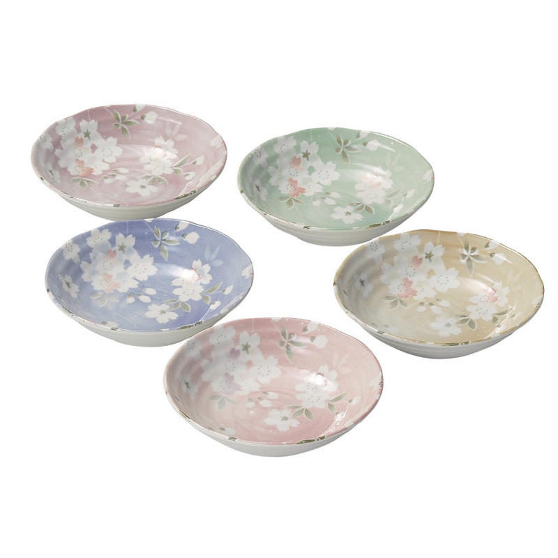 日本Aito 宇野千代美浓烧小碗 陶瓷饭碗汤碗 5件套装