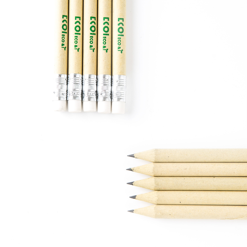 韩国原产ECOI纸质原色铅笔含橡皮擦纸铅笔HB铅笔10支装