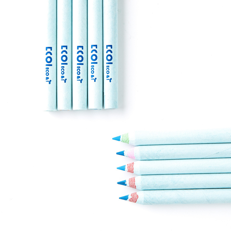 韩国原产ECOI zebra系列纸质彩色铅笔天蓝色纸铅笔10支装