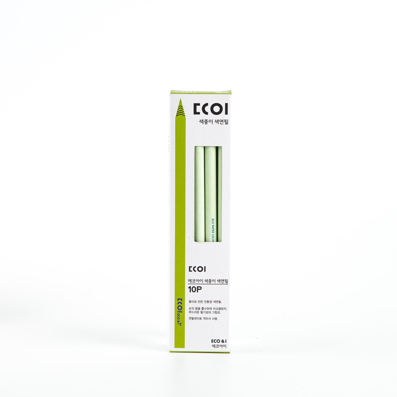 韩国原产ECOI zebra系列纸质彩色铅笔纸铅笔果绿色10支装