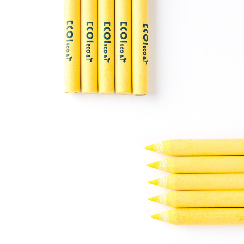韩国原产ECOI zebra系列纸质彩色铅笔纸铅笔黄色10支装