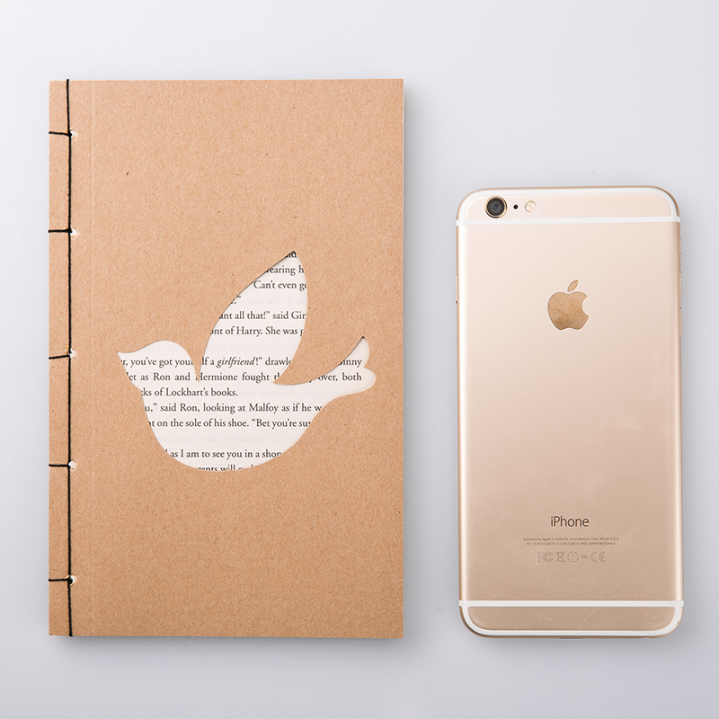 韩国 JIGOONAMOO 再生纸笔记本日记本EMMA小鸟镂空图案